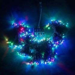 Комплект гирлянды на деревья с контроллером 50 м., 5 лучей по 10 м., 500 RGB LED ламп, черный силикон, Beauty Led (KFT300-10-1RGBBK)