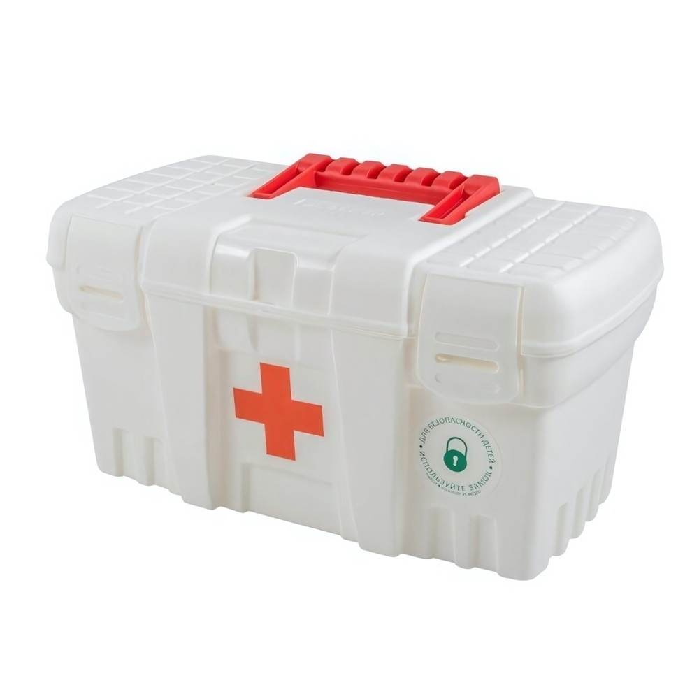 Аптечка Keeplex Family doctor с защелкой и ручкой средний 26,5х15,5х14см белый