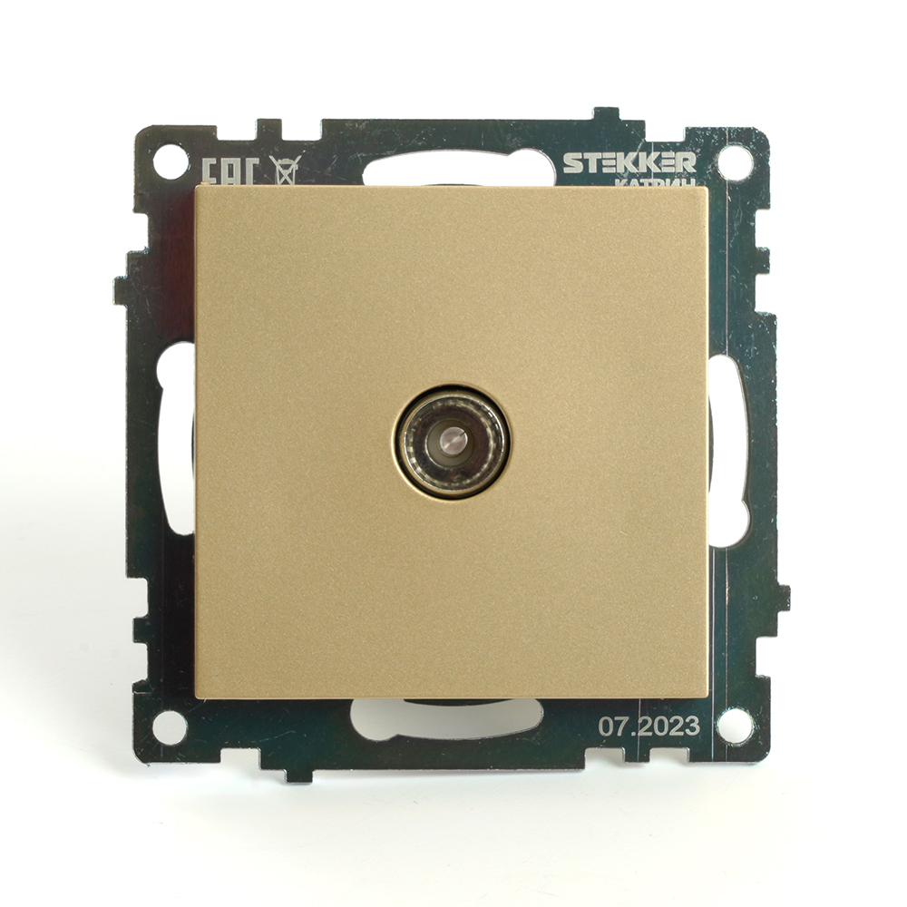 Розетка телевизионная 1-местная (механизм), STEKKER, GLS00-7108-08, 75 Ом, 5-862МГц, серия Катрин, золото 49228