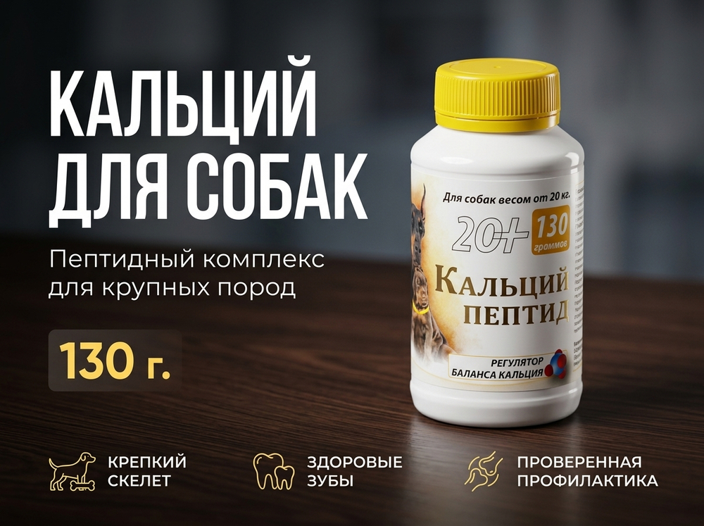 Кальций Пептид 20+ Регулятор баланса кальция для собак