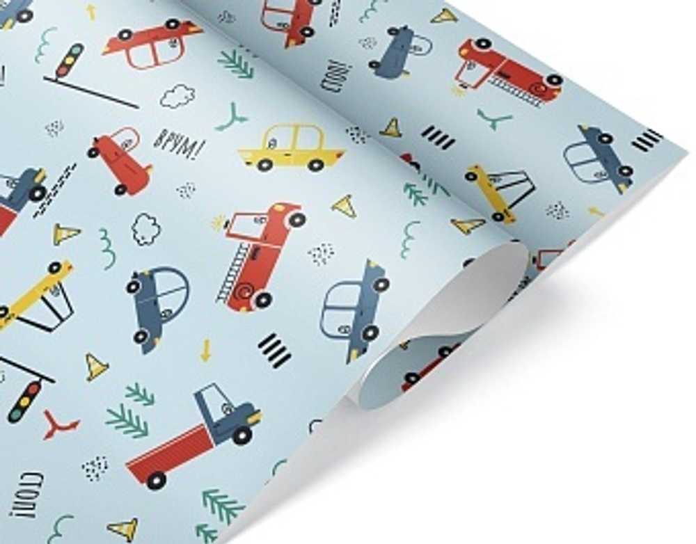 Упаковочная бумага 80гр (0,7*1 м) Машинки
