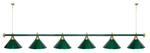 Лампа STARTBILLIARDS 6 пл. (плафоны зеленые,штанга зеленая,фурнитура золото)