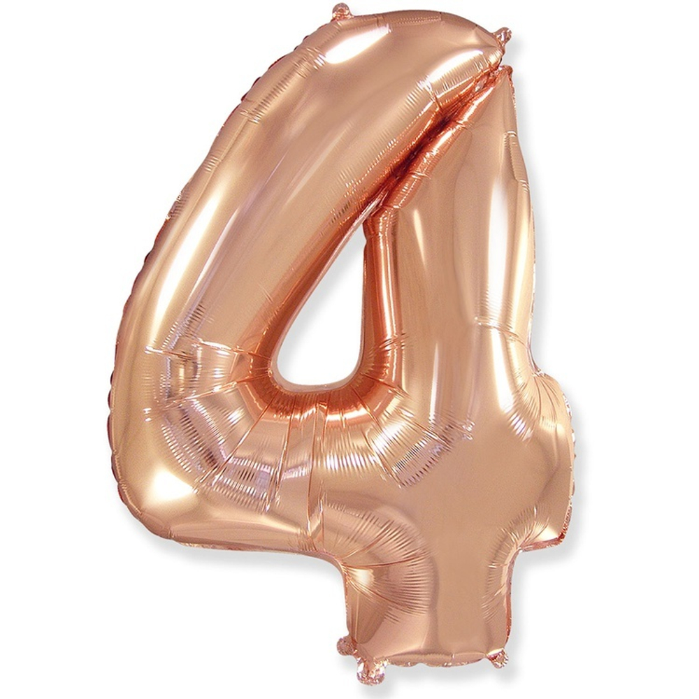 Шар ЦИФРА 4 Rose Gold 40" 102 см