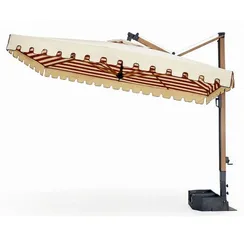 Зонт профессиональный 3х3 м с подсветкой Galileo Wood Light, имитация ироко, бордовый, бежевый