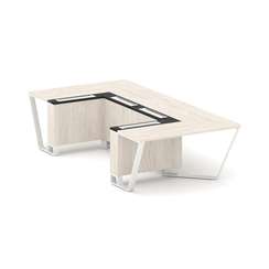 Steel Meet Стол переговорный П-образный KM-PR.B.SP-07P Денвер Светлый/Графит Глянец/Металл Белый 160