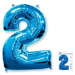 Шар (40"/102 см) Цифра "2" Синий в упаковке / Two