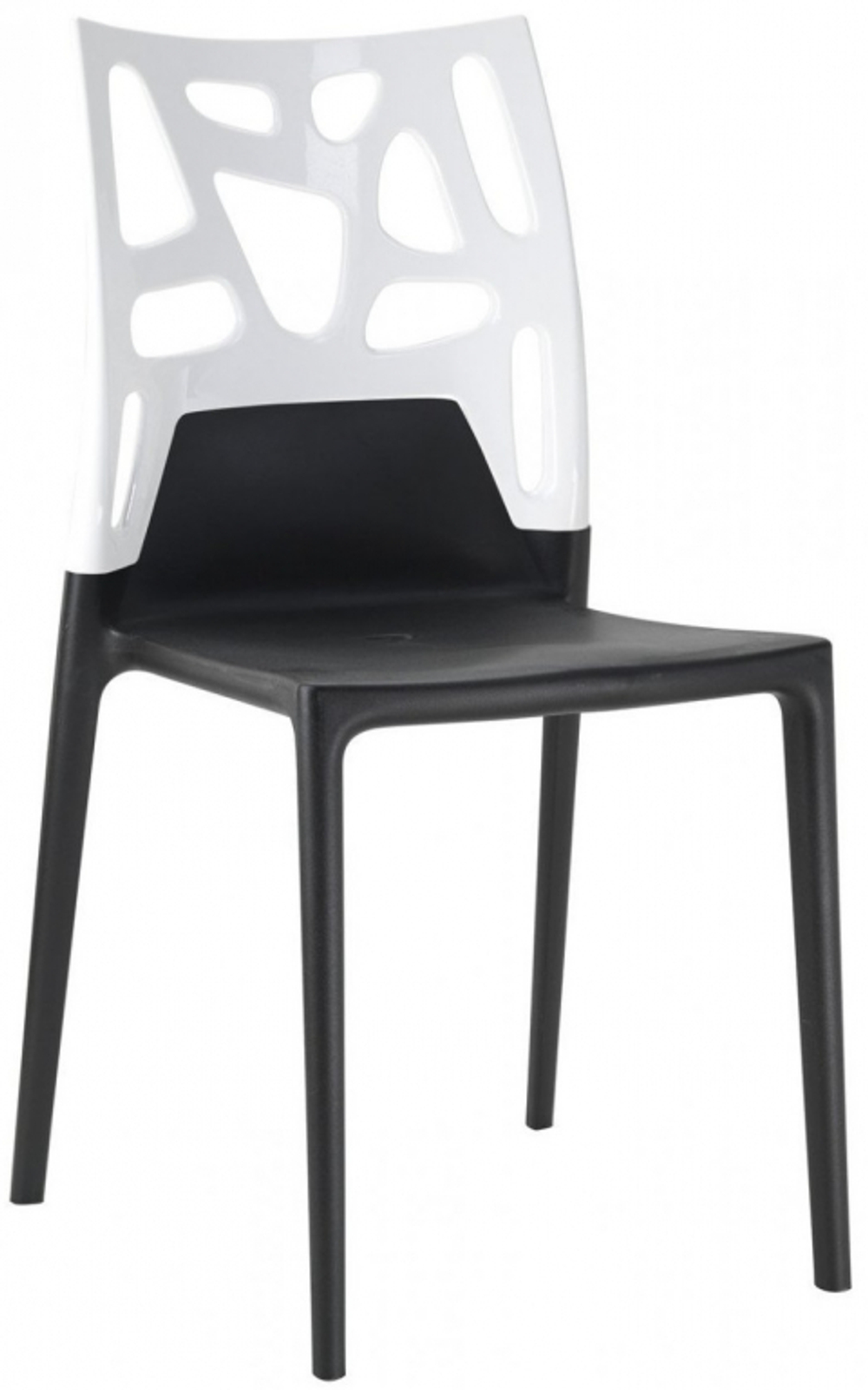 Стул пластиковый Papatya Ego-Rock, черный, белый