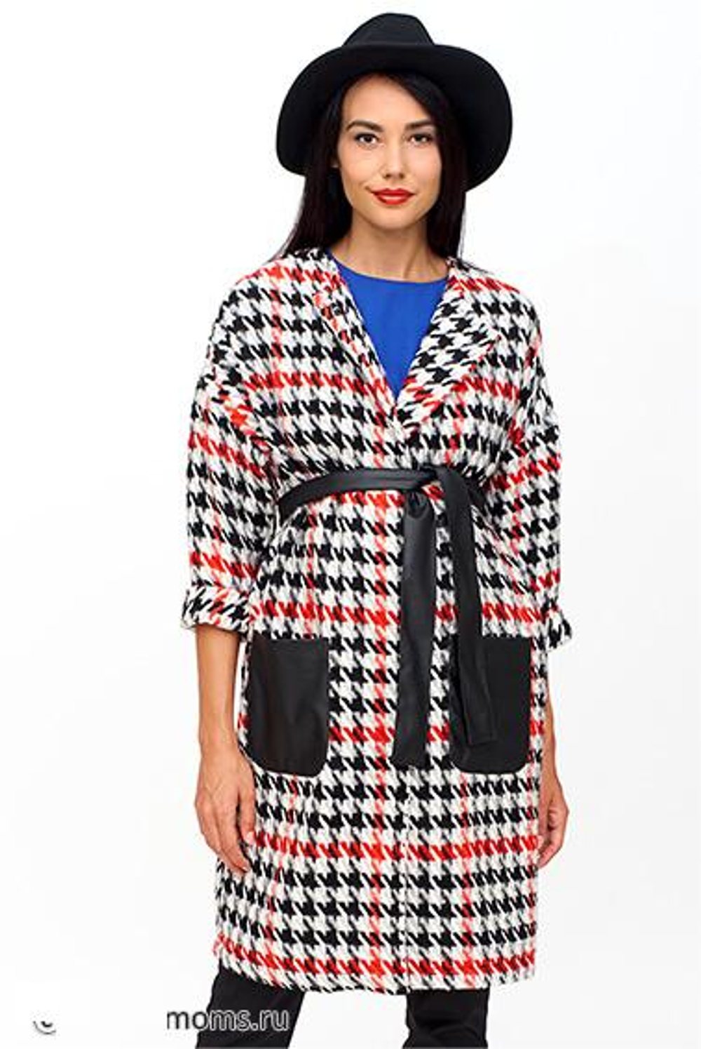 Пальто демисезонное для беременных и кормящих с поясом на кнопках из шерсти , размеры 42,48,50