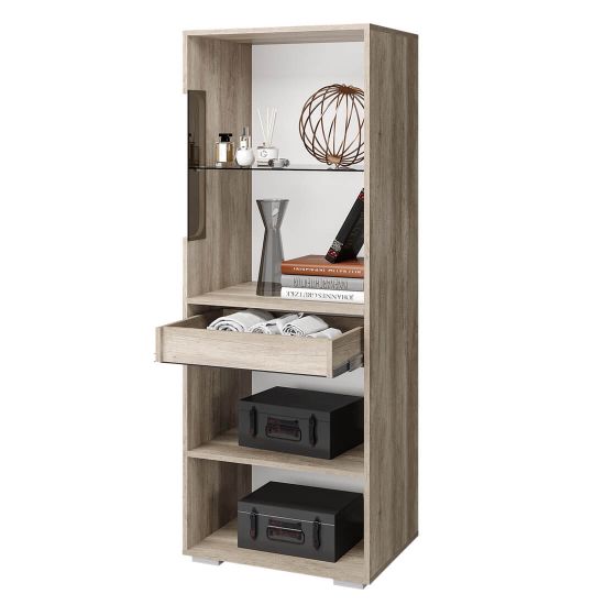 Наоми ШК-24 Шкаф со стеклом дуб каньон/графит нубук, стекло светлое