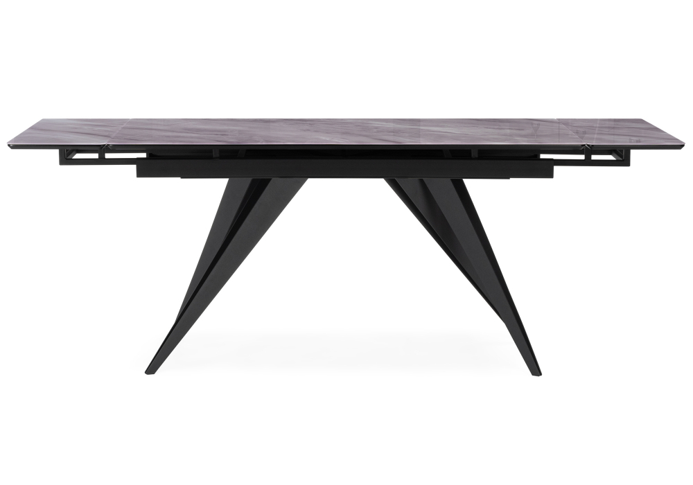 Стол стеклянный Woodville Дарвин 140(200)х80 серый мрамор, черный, ножки черные