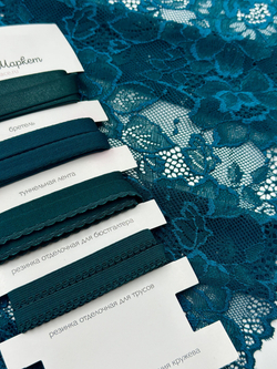 Эластичное кружево темно-зеленое ширина 18,5 см