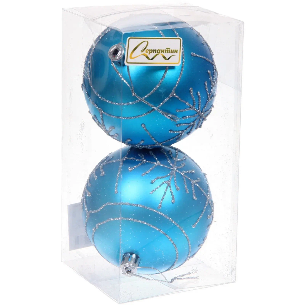 Новогодние шары «Сияние» 8 см (набор 2 шт), Голубой