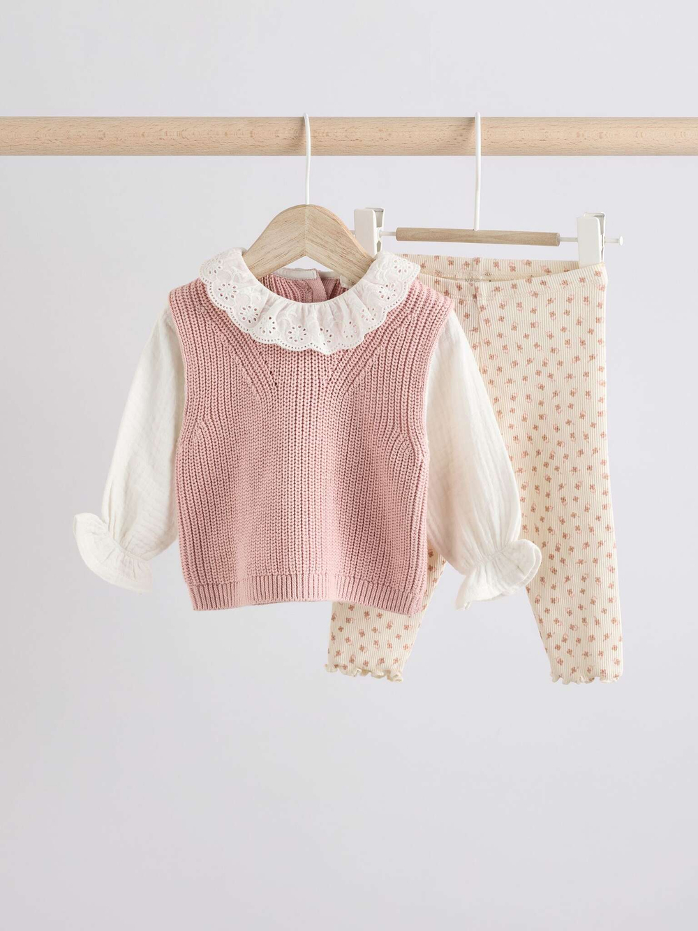 Комплект из трех предметов для малышей Next E65-157, Розовый, Молочный