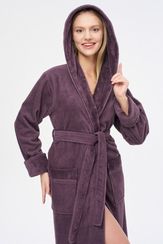 Халат махровый с капюшоном 3879 сухая роза