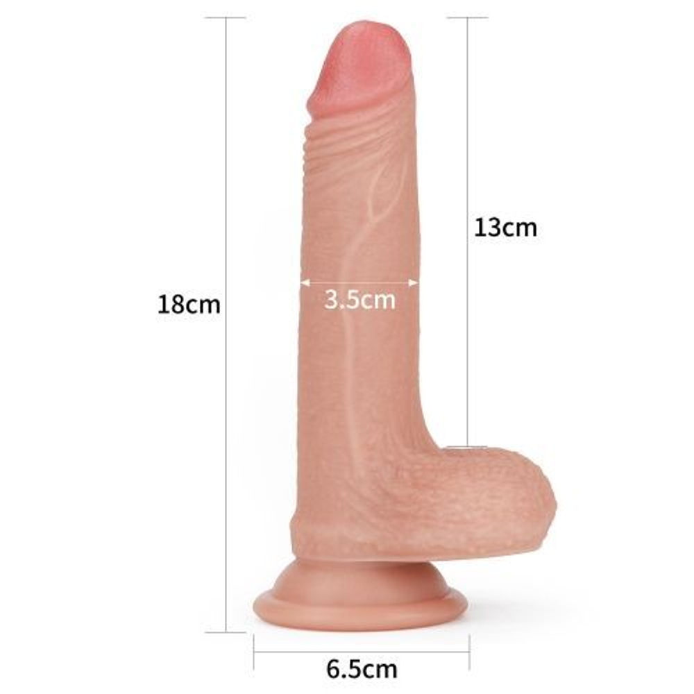 Телесный фаллоимитатор 7’’ Dual layered Platinum Silicone Cock - 18 см. (Цвет: телесный)