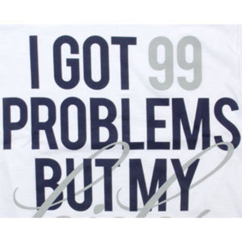 Футболка Sneaktip 99 Problems белая с синим принт на груди