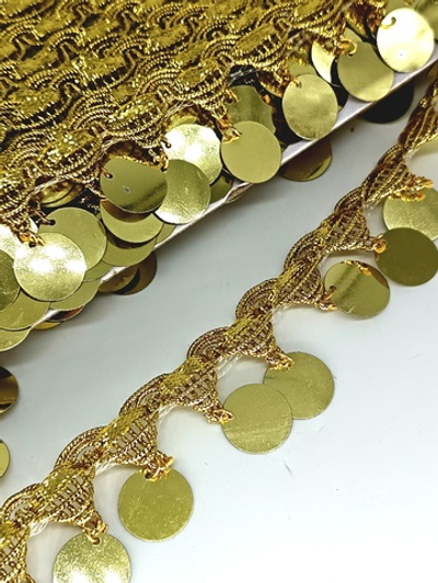 Тесьма люрекс с декоративными элементами/мониста , ш. 3,5 см.