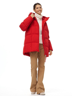 Пуховик с капюшоном зимний, красный, SilverFox