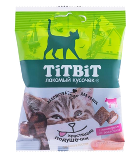 Хрустящие подушечки для кошек с паштетом из говядины 30 гр