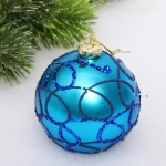 Новогодний шар Сияющие нити» 8 см, Сапфир