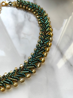Колье из бисера "Змейка" ручной работы, цвет - Бронза тёмная