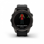 Смарт часы Garmin Fenix 7S Pro Sapphire Solar титановый угольно-серый DLC с силиконовым ремешком