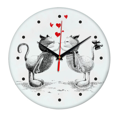 Часы настенные стеклянные "Cats love" Декор для дома, подарок