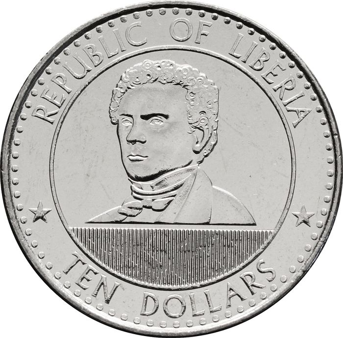 10 долларов 2022 Либерия AU-UNC