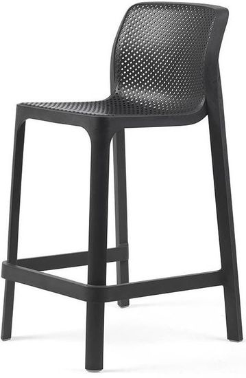 Стул полубарный Net Stool mini пластиковый антрацит Nardi Италия