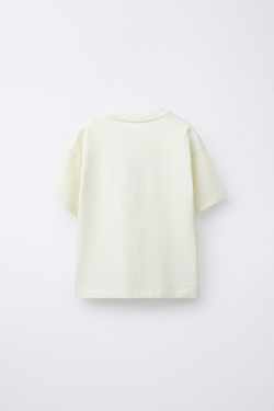 ZARA ФУТБОЛКА С ВЫШИВКОЙ, КРЕМОВЫЙ