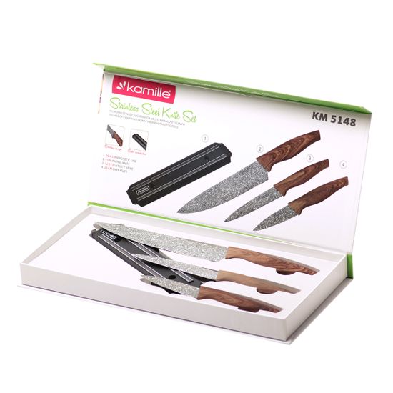 Набор кухонных ножей 4 предмета Kamille КМ-5148 на магнитной планке
