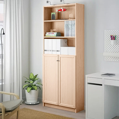 Стеллаж Билли 23 IKEA Дуб Молочный 8622 80*30*202 см, Светло-бежевый   Фиеста