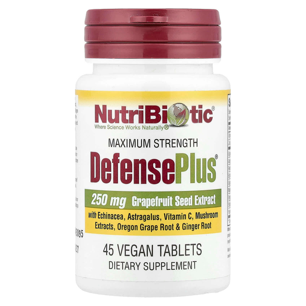 NutriBiotic, DefensePlus, максимальная сила, 45 веганских таблеток