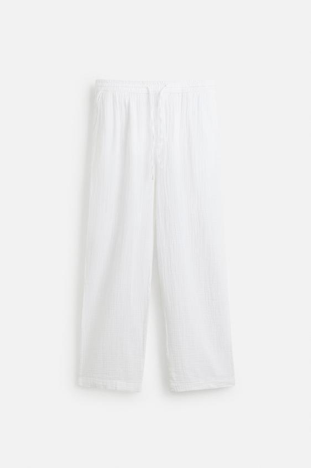 ZARA БРЮКИ С ЖАТЫМ ЭФФЕКТОМ, БЕЛЫЙ