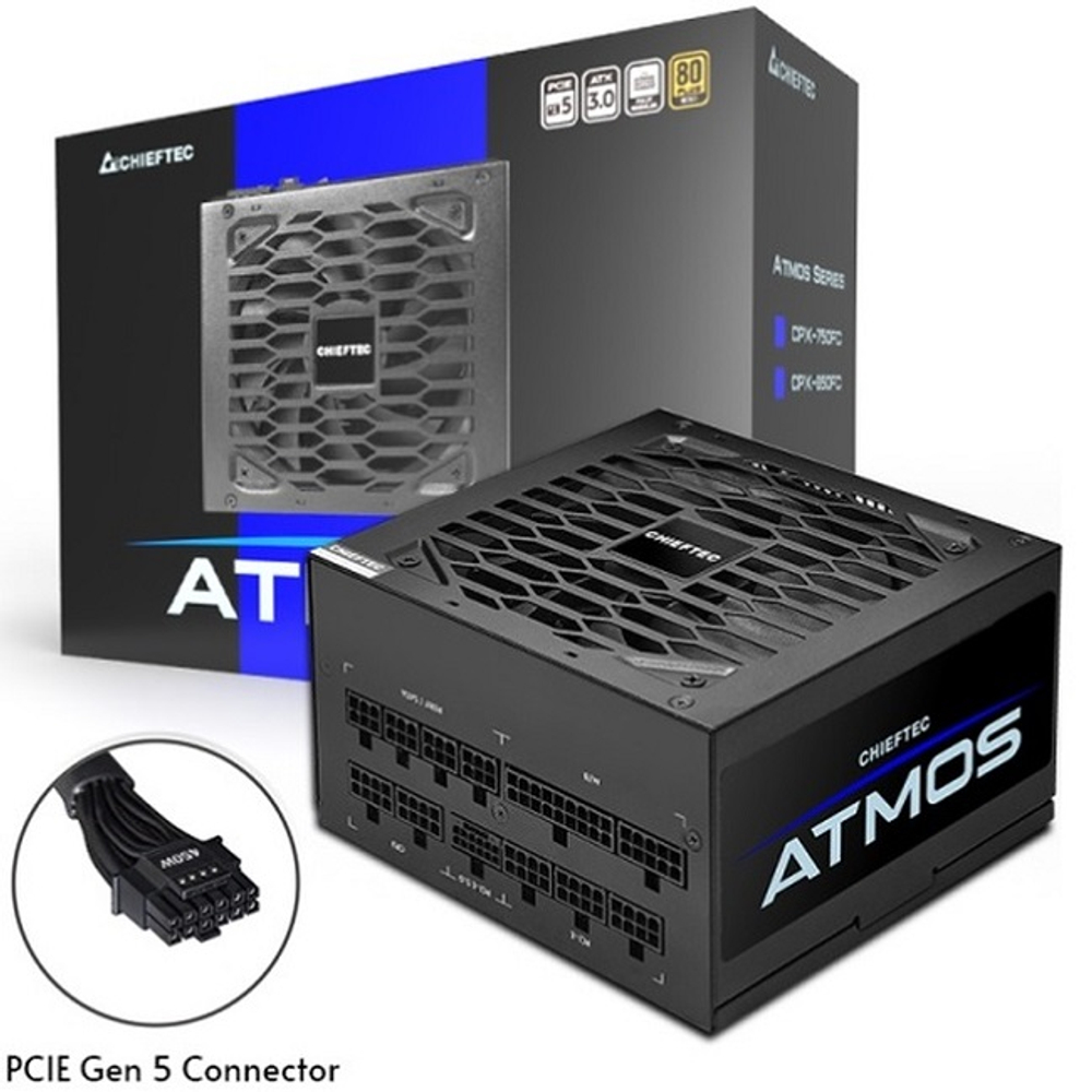 Блок питания Chieftec 750W ATMOS, модульный, 16 Pin PCIe 5.0, 80 PLUS Gold (CPX-750FC)