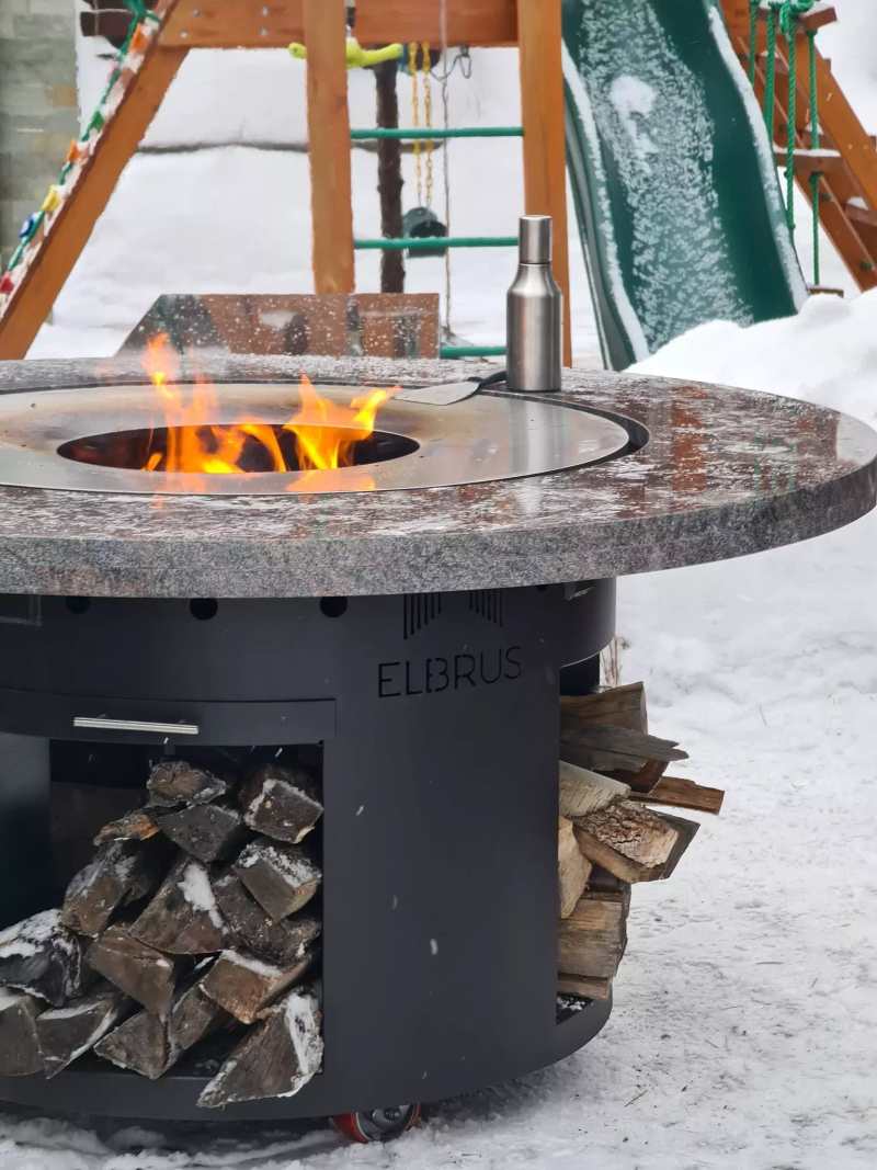 Дровяной гриль-стол Elbrus Grill Гималаи 850 (диаметр стола 1490 мм)