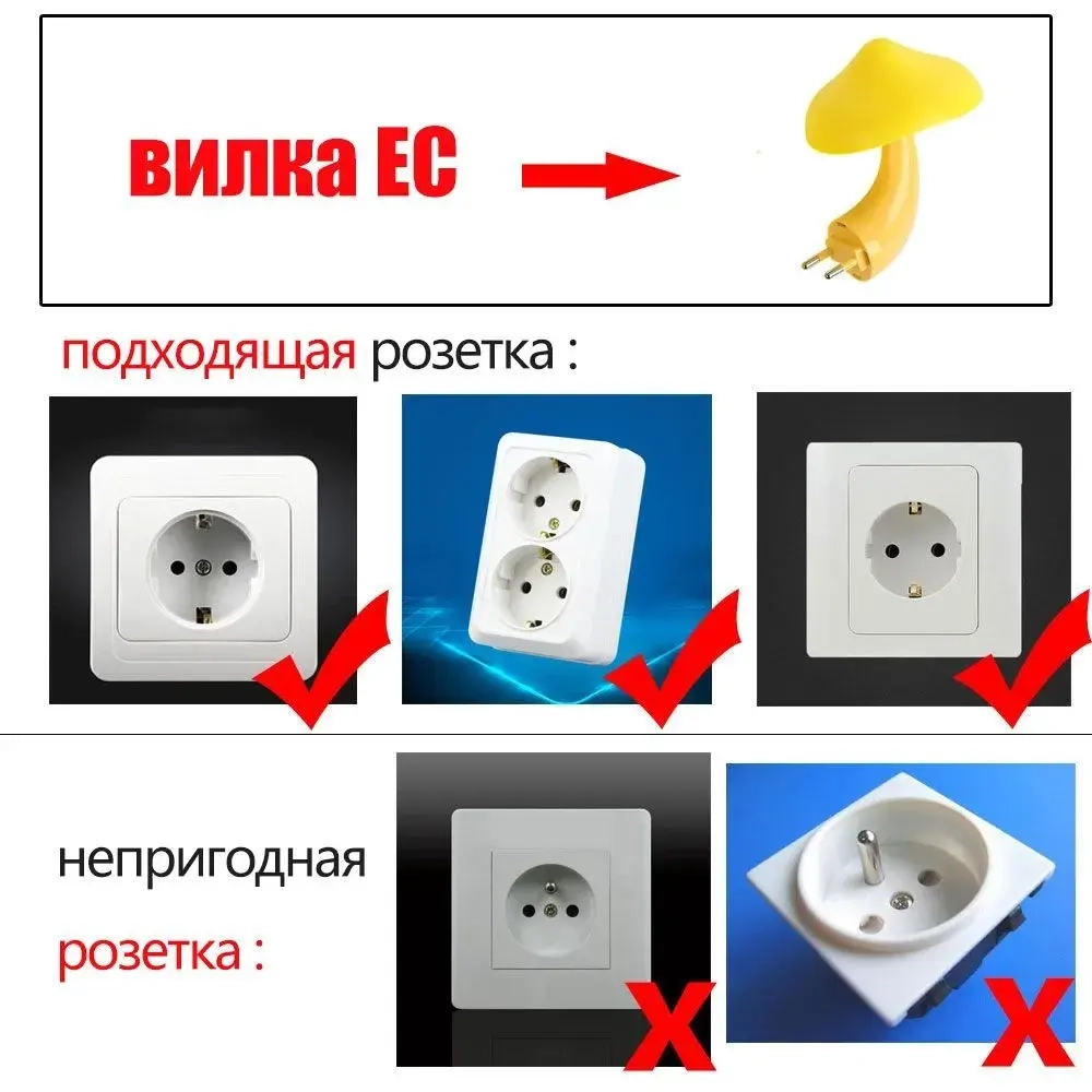 2 шт Ночник-светильник гриб с датчиком света, мягкий и теплый свет