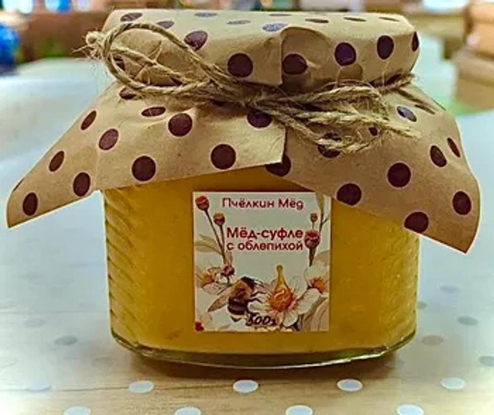 Мёд - суфле с облепихой, медомикс 500 гр., стекло.