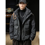 Пуховик мужской с накладными карманами, состав 90% белый утиный пух