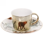 Чайная пара (зеркальная кружка 230мл+блюдце) анаморфный дизайн «Леопард»