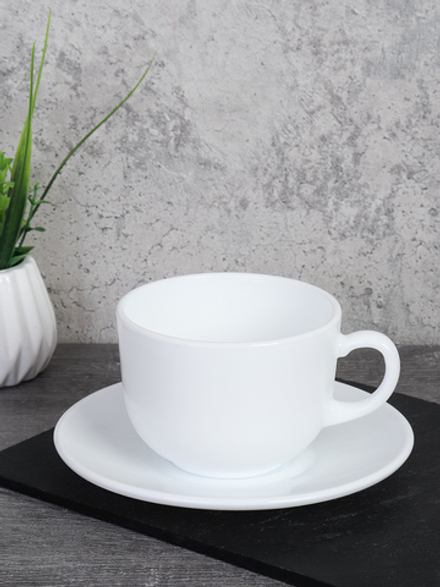 Чайная пара 2 предметов 220 мл белый New GRAY- CB210 GD55-6A (WHITE)