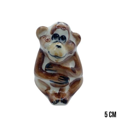 Фигурка Обезьяна задумчивая цветная гжель