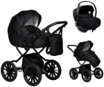 Детская коляска Indigo Mio Eco Plus 14 3 в 1 с автокреслом Avionaut Cosmo Black 01 черная кожа