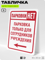 Табличка для парковки "Парковки нет, только для сотрудников учреждения №10", для дома, офиса, организаций, 40х30 см, Silver Plane x Айдентика Технолоджи