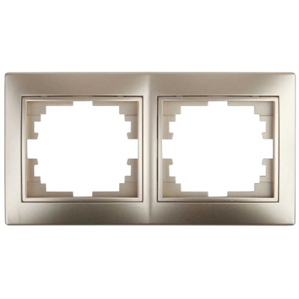 Рамка для розеток и выключателей Intro Plano 1-502-04 на 2 поста горизонтальная, СУ, шампань