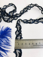 Тесьма сетка с вышивкой, черный/синий 2см IFS