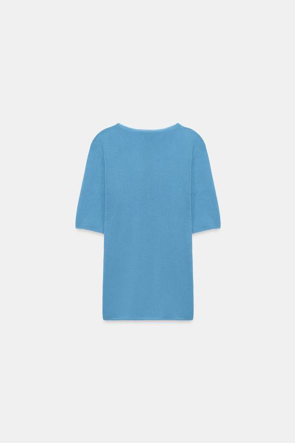 ZARA ТРИКОТАЖНЫЙ ТОП С ПУГОВИЦАМИ, ГОЛУБОЙ