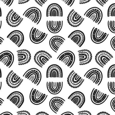 Бохо радуга в скандинавском стиле. Черно-белый узор