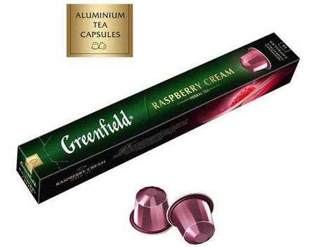 Чай в капсулах Greenfield Raspberry Cream, 10 капсул для кофемашин Nespresso (Гринфилд)