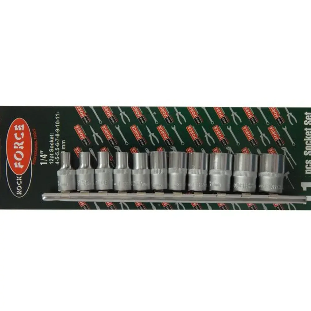 Набор головок 11пр. 1/4''12гр.(4,5,5.5,6-13мм) на планке RockForce##Rock FORCE RF-2111-9